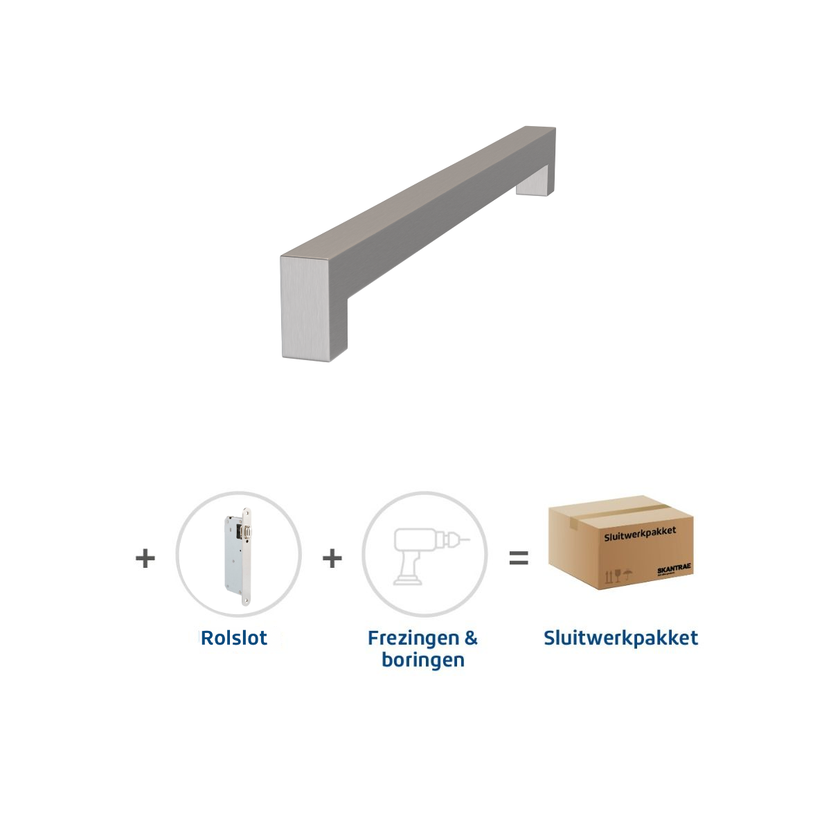 Sluitwerkpakketten met Deurgreep 16x300 Squared RVS